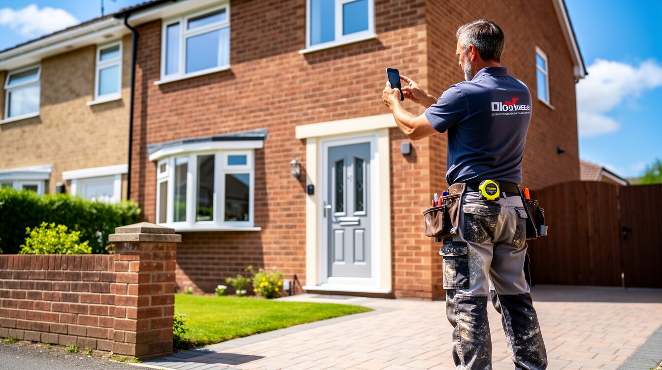 A tradesman photographing his work