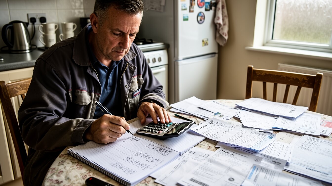 A tradesman working out website costs